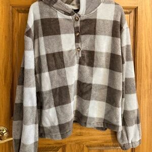 Plaid Button-Up Hoodie